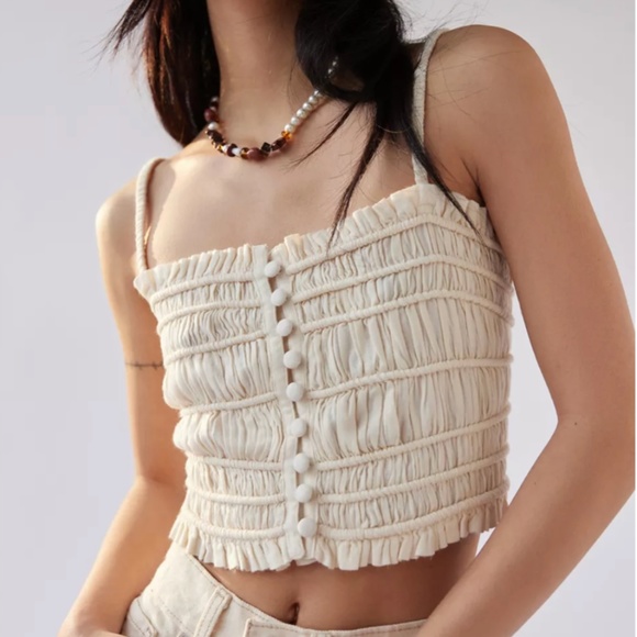 Urban Outfitters Tops - URBAN OUTFITTERS UO Chelsea Linen Ruched Cami - NWT (L)